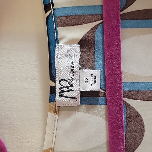 JW Women Round Neck Multi Color Pattern Blouse, Size 3X - Picture 2 of 7